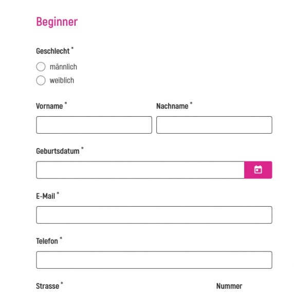 Anmeldeformular Evagic